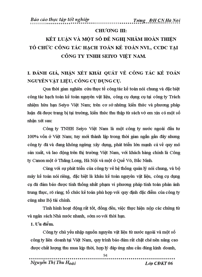 image for page Tổ chức cụng tỏc Hạch toỏn kế toỏn nguyờn vật liệu, cụng cụ dụng cụ tại cụng ty Trỏch nhiệm hữu hạn Seiyo Việt Nam