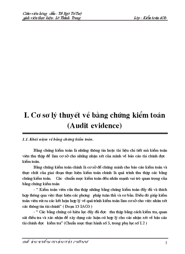 Vấn đề bằng chứng kiểm toán trong các Cuộc kiểm toán báo cáo tài chính của Công Ty Kiểm Toán và Tư Vấn Tài Chính  Quốc Tế KPMG -Thực trạng và giải pháp