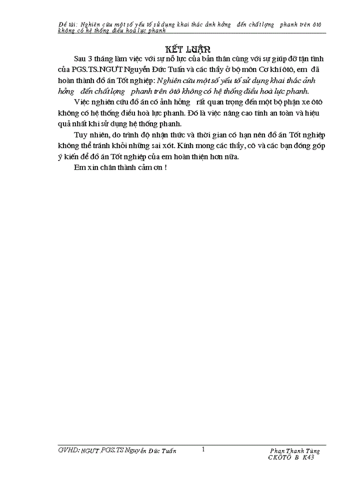 image for page Nghiên cứu một số yếu tố sử dụng khai thác ảnh hưởng đến chất lượng phanh trên ôtô không có hệ thống điều hoà lực phanh