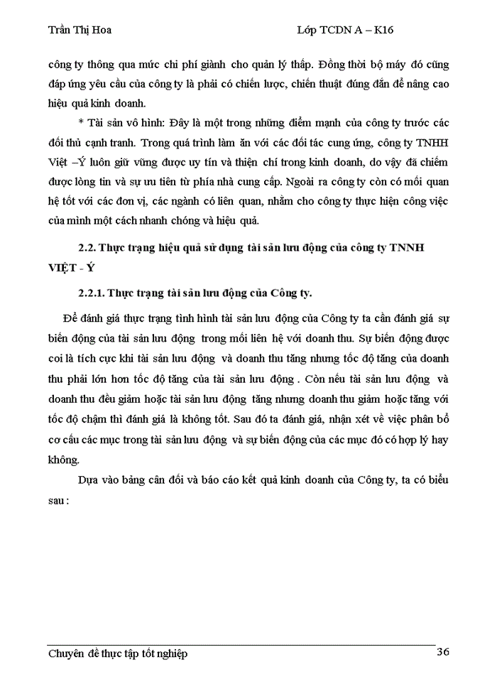 image for page Nâng cao hiệu quả sử dụng tài sản lưu động tại công ty TNHH Việt – Ý