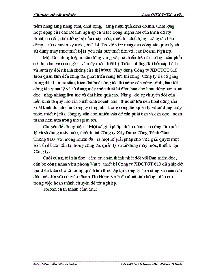 image for page Một số biện pháp nhằm nâng cao công tác quản lý và sử dụng máy móc thiết bị tại Công ty Xây Dựng Công Trình Giao Thông 810