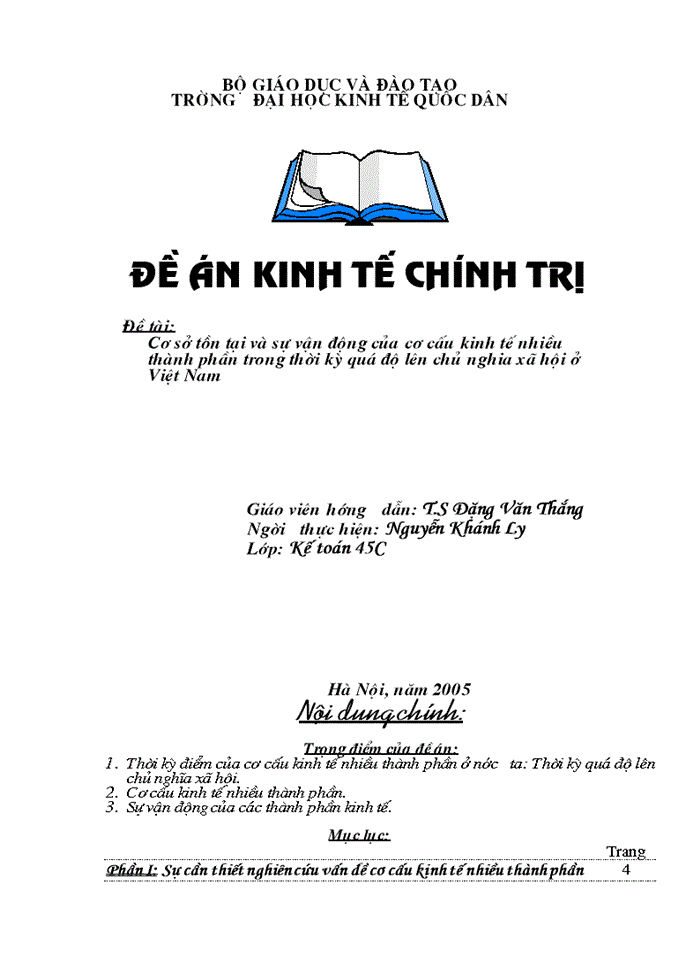 Cơ sở tồn tại và sự vận động của cơ cấu kinh tế nhiều thành phần trong thời kỳ quá độ lên chủ nghia xã hội ở Việt Nam