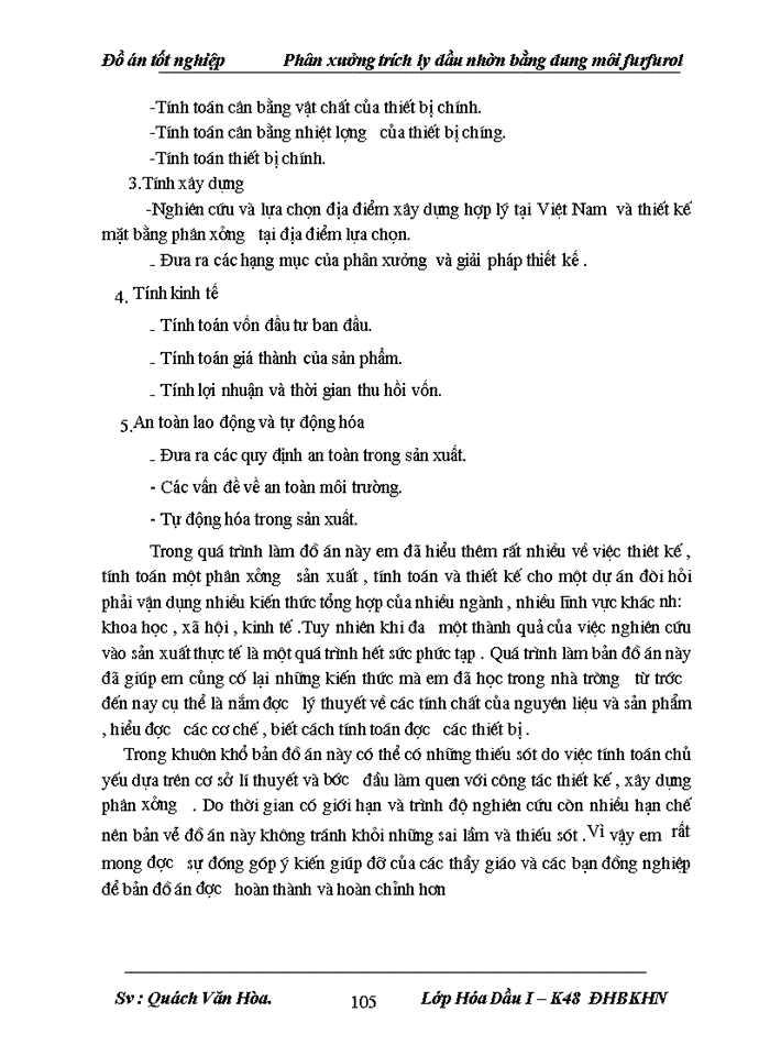 image for page thiết kế phân xưởng trích ly sản xuất dầu nhờn bằng dung môi furfurol năng suất 450.000 tấn/năm