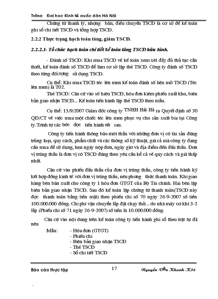 image for page Hoàn thiện công tác kế toán TSCĐ tại công ty TNHH Hải Hà