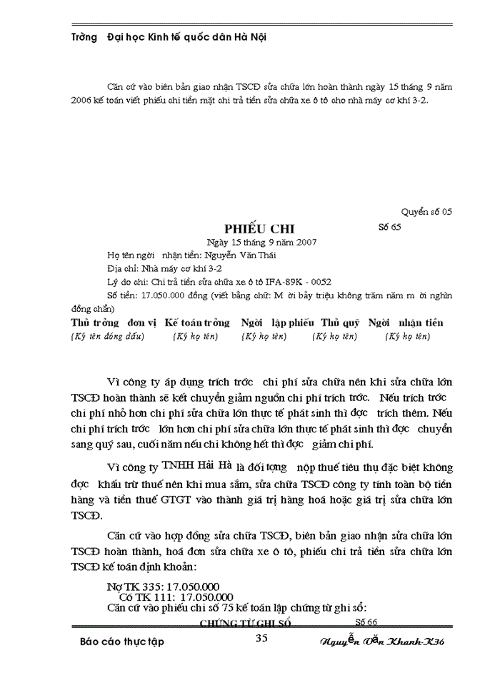 image for page Hoàn thiện công tác kế toán TSCĐ tại công ty TNHH Hải Hà