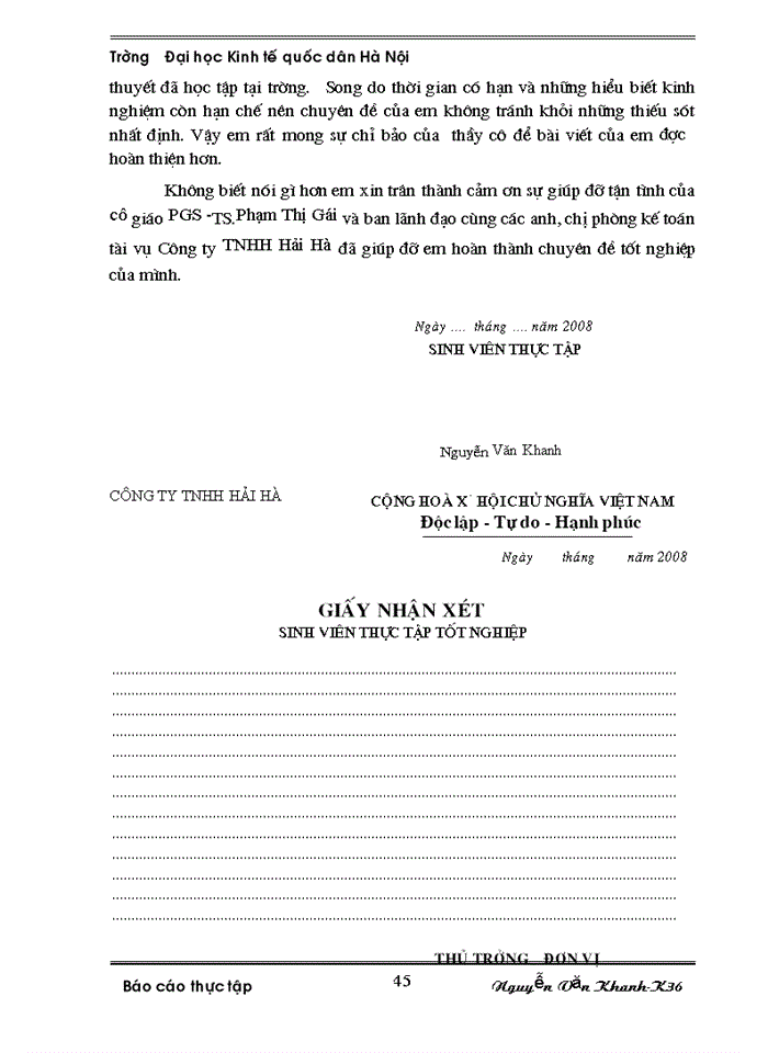 image for page Hoàn thiện công tác kế toán TSCĐ tại công ty TNHH Hải Hà