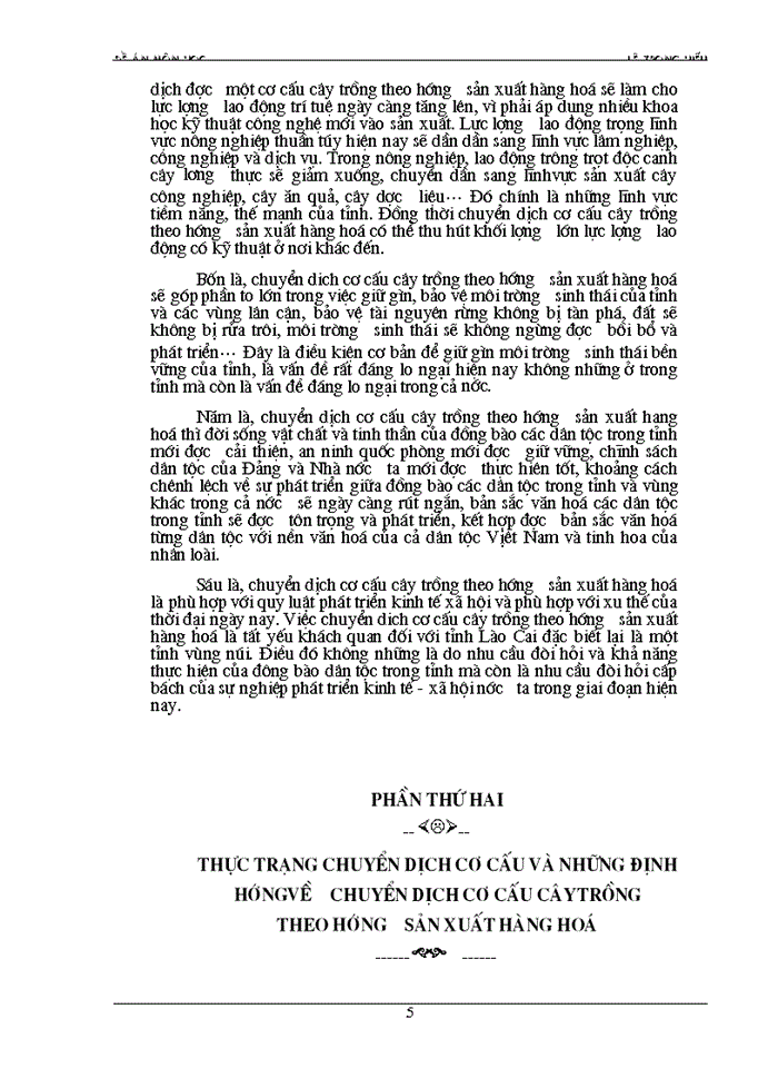 image for page Những vấn đề về định hướng chuyển dịch cơ cấu cây trồng theo hướng sản xuất hàng hoá của tỉnh Lào Cai trong một số năm tới