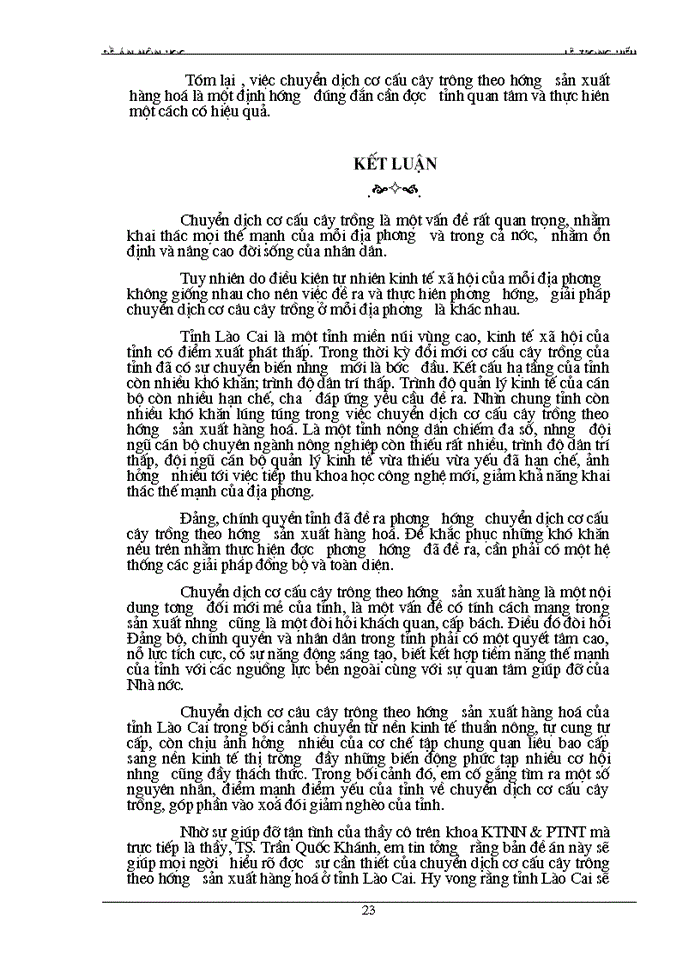 image for page Những vấn đề về định hướng chuyển dịch cơ cấu cây trồng theo hướng sản xuất hàng hoá của tỉnh Lào Cai trong một số năm tới