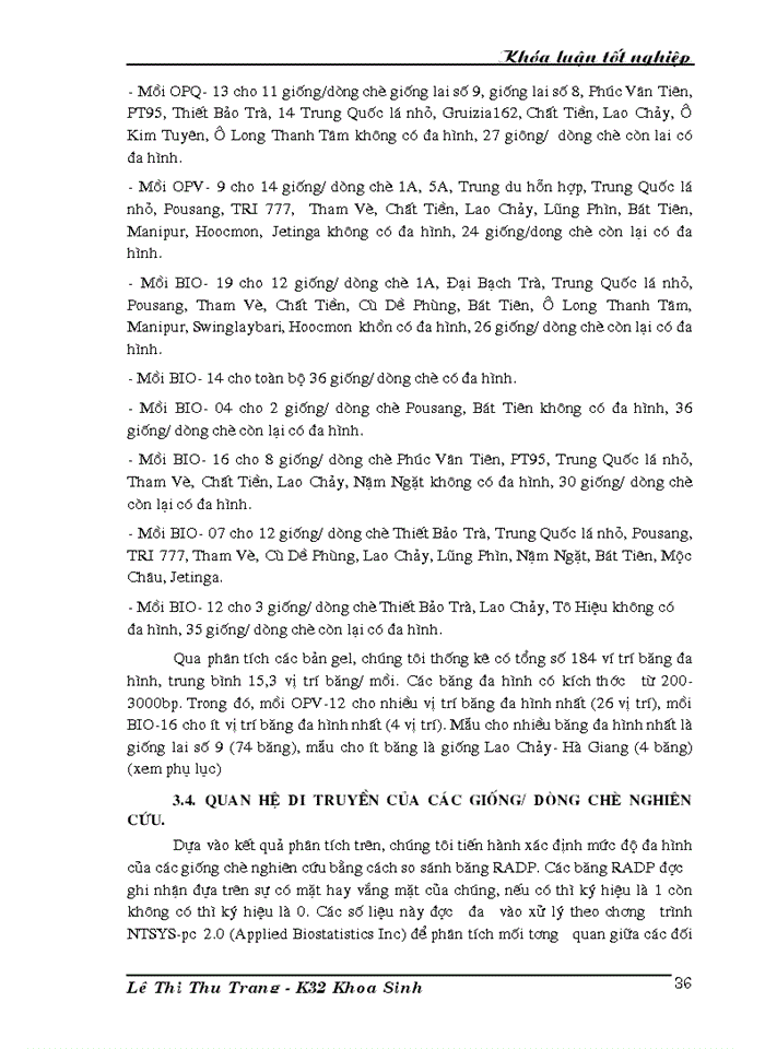 image for page Nghiên cứu đa dạng di truyền các giống/ dòng chè thu thập ở Việt Nam