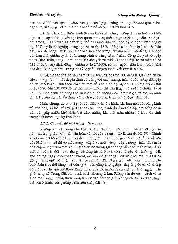 image for page Công tác xoá đói giảm nghèo và các vấn đề môi trường liên quan tại xã Tân Hưng, huyện Sóc Sơn, Thành phố Hà Nội
