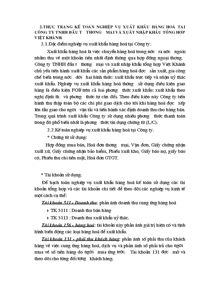 image for page Hoàn thiện  kế toán nghiệp vụ xuất khẩu hàng hoá tại công ty tnhh đầu tư thương mại và xuất nhập khẩu tổng hợp việt khánh