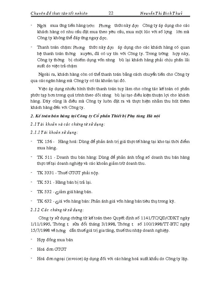 image for page Hoàn thiện kế toán bán hàng và xác định kết quả bán hàng tại Công ty Cổ phần Thiết bị Phụ tùng Hà nội