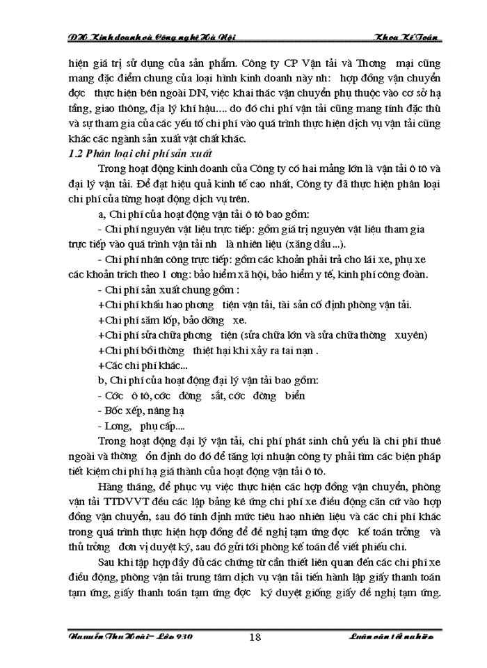 image for page Hoàn thiện công tác hạch toán kế toán chi phí sản xuất và tính giá thành sản phẩm dịch vụ vận tải tại Công ty  Cổ phần Vận tải và Thương mại - Vitranimex