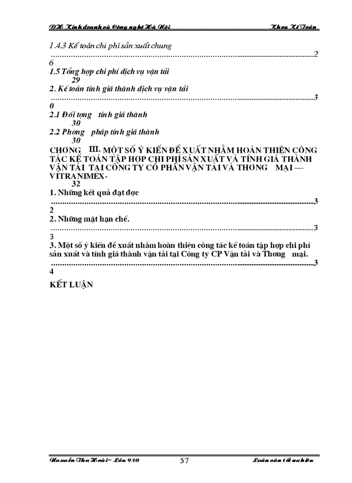 image for page Hoàn thiện công tác hạch toán kế toán chi phí sản xuất và tính giá thành sản phẩm dịch vụ vận tải tại Công ty  Cổ phần Vận tải và Thương mại - Vitranimex