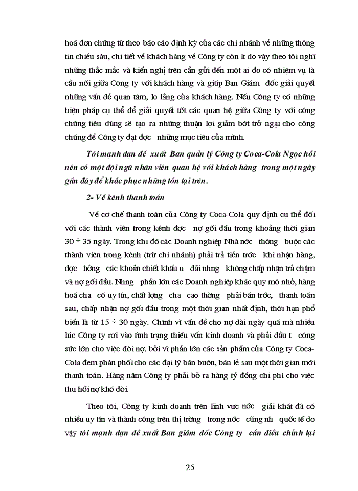 image for page Các kiến nghị nhằm nâng cao hiệu quả của việc tìm hiểu hành vi người tiêu dùng đối với Công ty Coca- Cola Ngọc Hồi