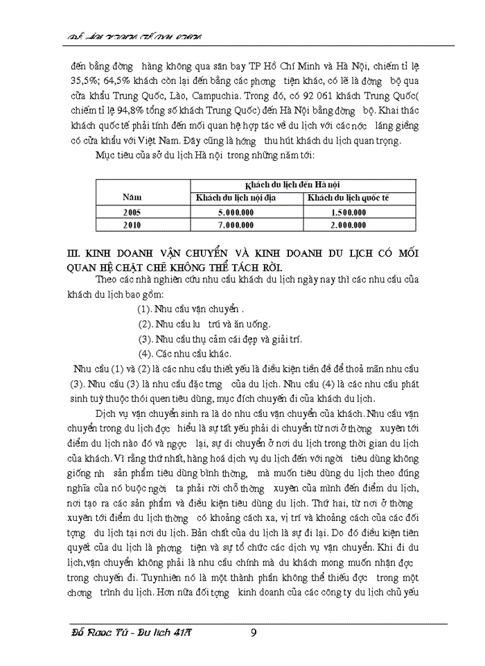 image for page Mối quan hệ giữa kinh doanh  du lịch và kinh doanh  dịch vụ vận tải ở Hà Nội