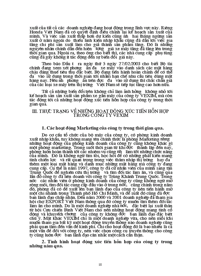image for page Thực trạng và giải pháp cho hoạt động xúc tiến hỗn hợp nhằm nâng cao hiệu quả sản xuất kinh doanh của công ty Phát triển XNK và đầu tư (VIEXIM).