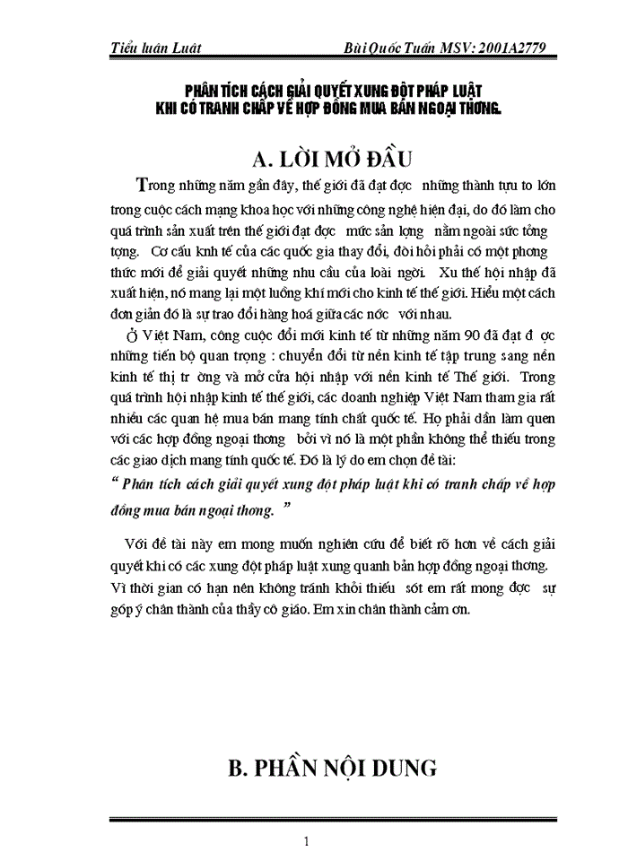 image for page Phân tích cách giải quyết xung đột pháp luật khi có tranh chấp về hợp đồng mua bán ngoại thương