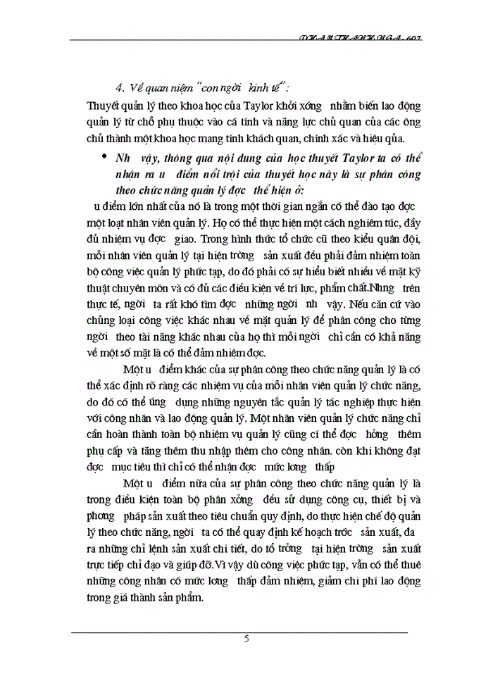 Những yếu tố tích cực và hạn chế của thuyết quản lý theo khoa học của Taylor và vận dụng vào điều kiện Việt Nam