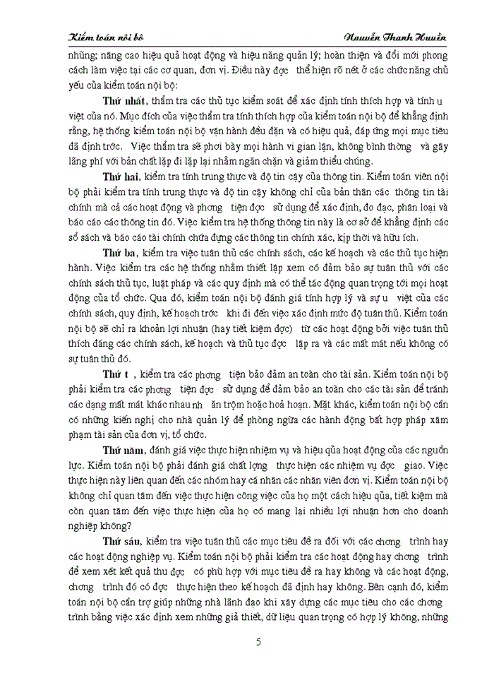 Vai trò của kiểm toán nội bộ và một số giải pháp nhằm nâng cao vai trò của kiểm toán nội bộ ở Việt Nam