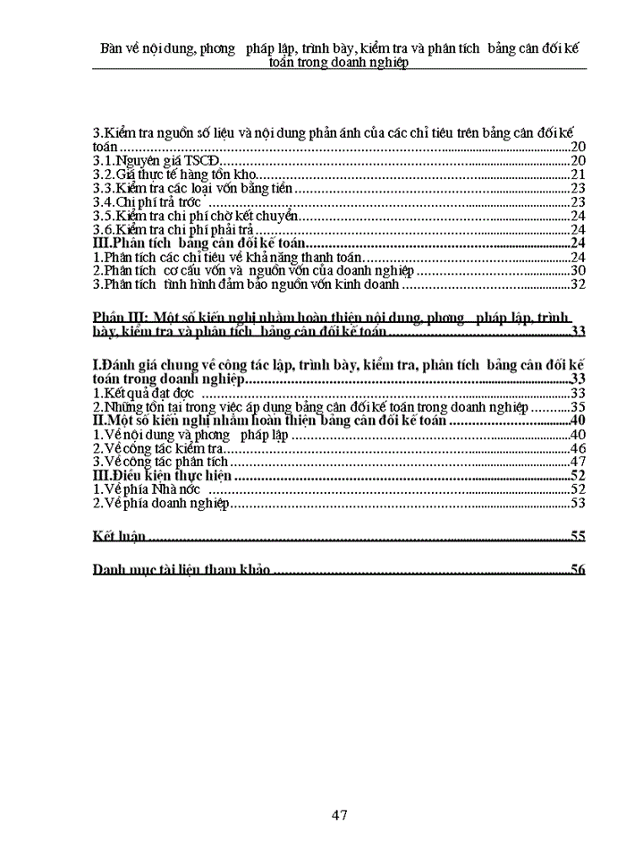 image for page Bàn về nội dung phương pháp lập, trình bày, kiểm tra và phân tích bảng cân đối kế toán trong doanh nghiệp