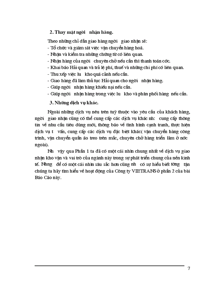 image for page Tình hình hoạt động kinh doanh dịch vụ giao nhận kho vận tại Vietrans