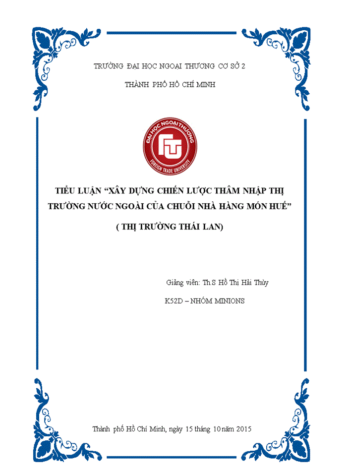 image for page Xây dựng chiến lược thâm nhập thị trường nước ngoài của chuỗi nhà hàng món huế