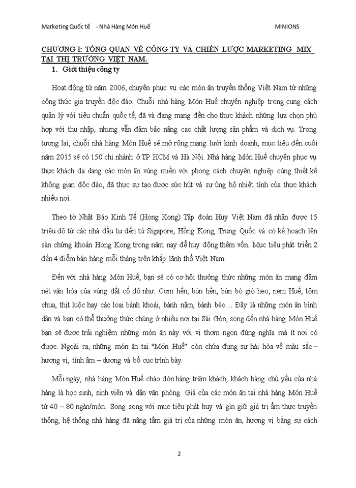 image for page Xây dựng chiến lược thâm nhập thị trường nước ngoài của chuỗi nhà hàng món huế