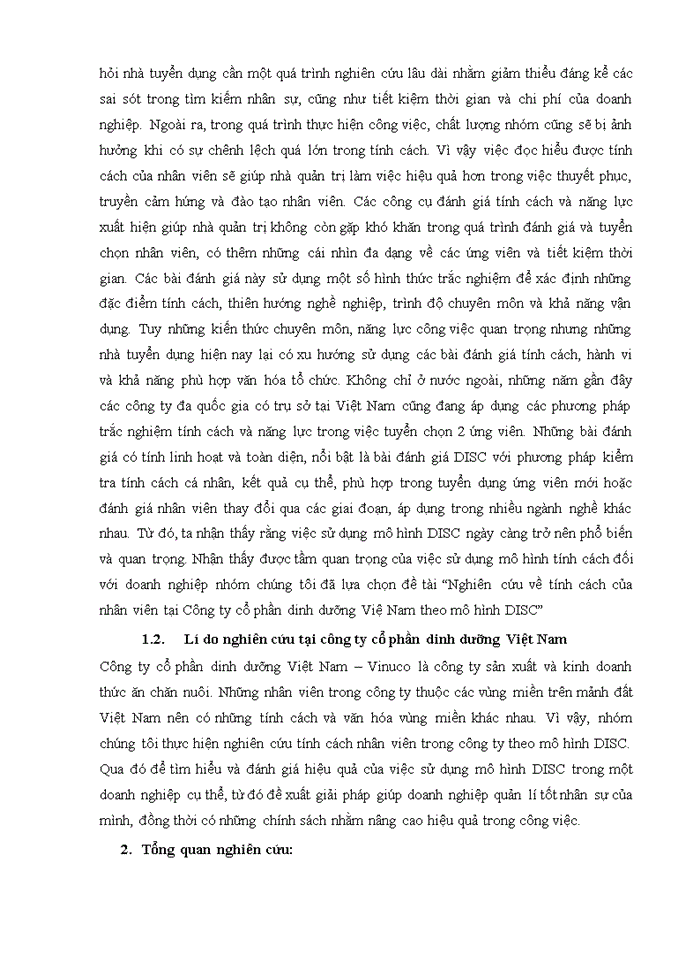 image for page Nghiên cứu về tính cách nhân viên trong công ty cổ phần dinh dưỡng việt nam theo mô hình DISC