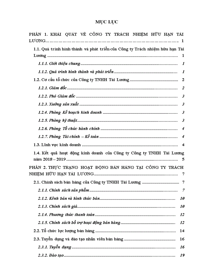 image for page Hoạt động bán hàng tại Công ty Trách nhiệm hữu hạn Tài Lương