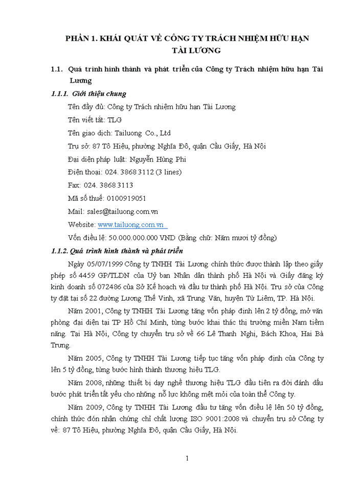 image for page Hoạt động bán hàng tại Công ty Trách nhiệm hữu hạn Tài Lương