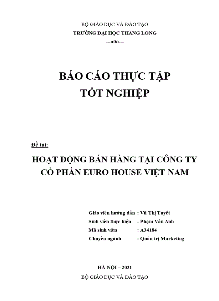 image for page Hoạt động bán hàng tại Công ty Cổ phần Eurohouse Việt Nam - Năm 2021
