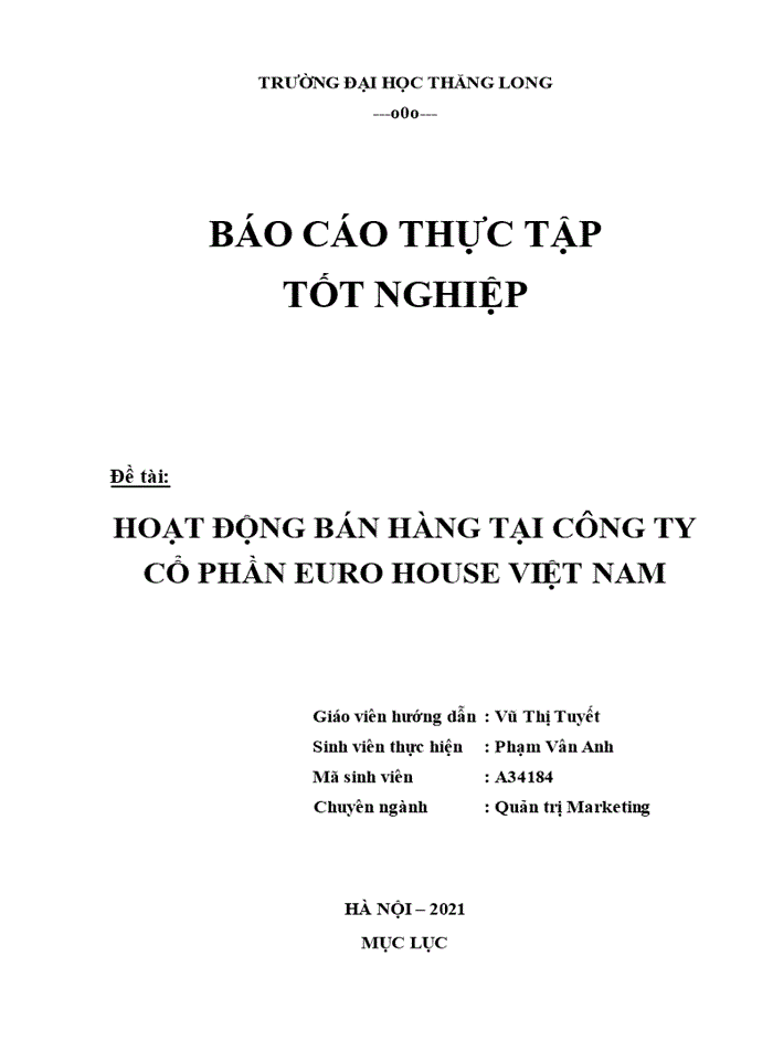 image for page Hoạt động bán hàng tại Công ty Cổ phần Eurohouse Việt Nam - Năm 2021