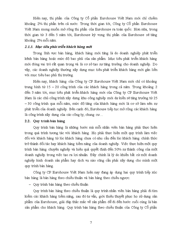 image for page Hoạt động bán hàng tại Công ty Cổ phần Eurohouse Việt Nam - Năm 2021