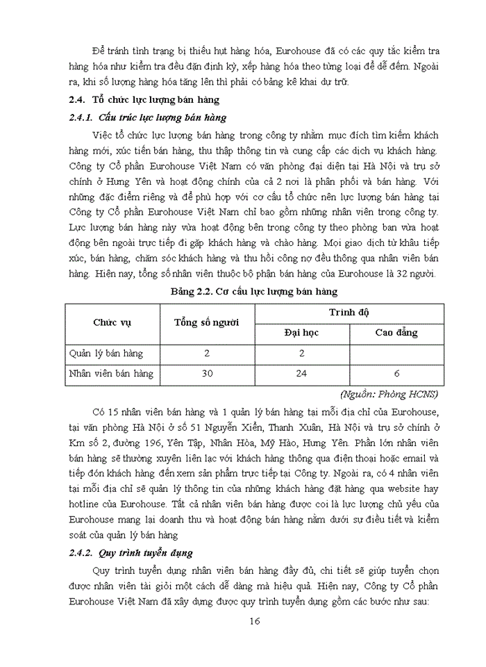 image for page Hoạt động bán hàng tại Công ty Cổ phần Eurohouse Việt Nam - Năm 2021