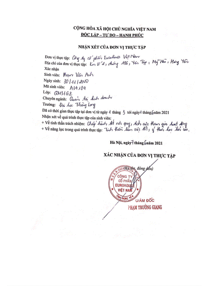 image for page Hoạt động bán hàng tại Công ty Cổ phần Eurohouse Việt Nam - Năm 2021