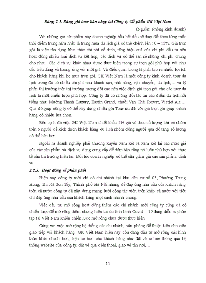 image for page Phân tích thực trạng hoạt động Marketing Mix trong kinh doanh tour du lịch tại Công ty Cổ phần GK Việt Nam