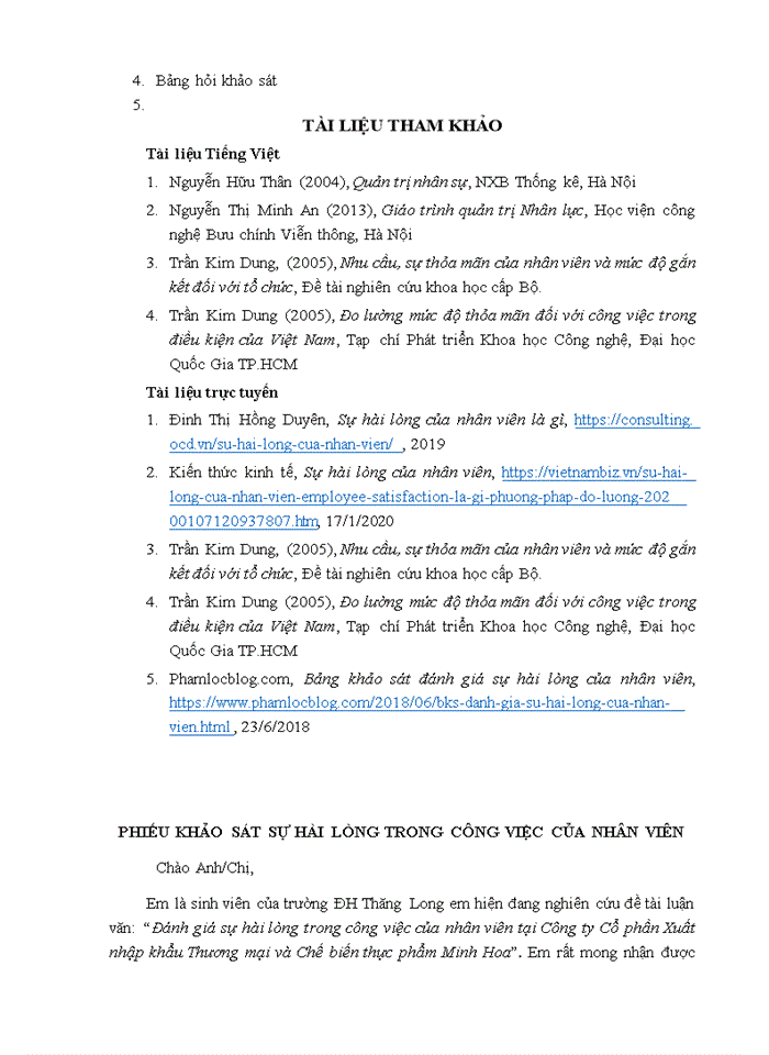 image for page Đánh giá sự hài lòng trong công việc của nhân viên tại Công ty Cổ phần Xuất nhập khẩu Thương mại và Chế biến Thực phẩm Minh Hoa-Năm 2020