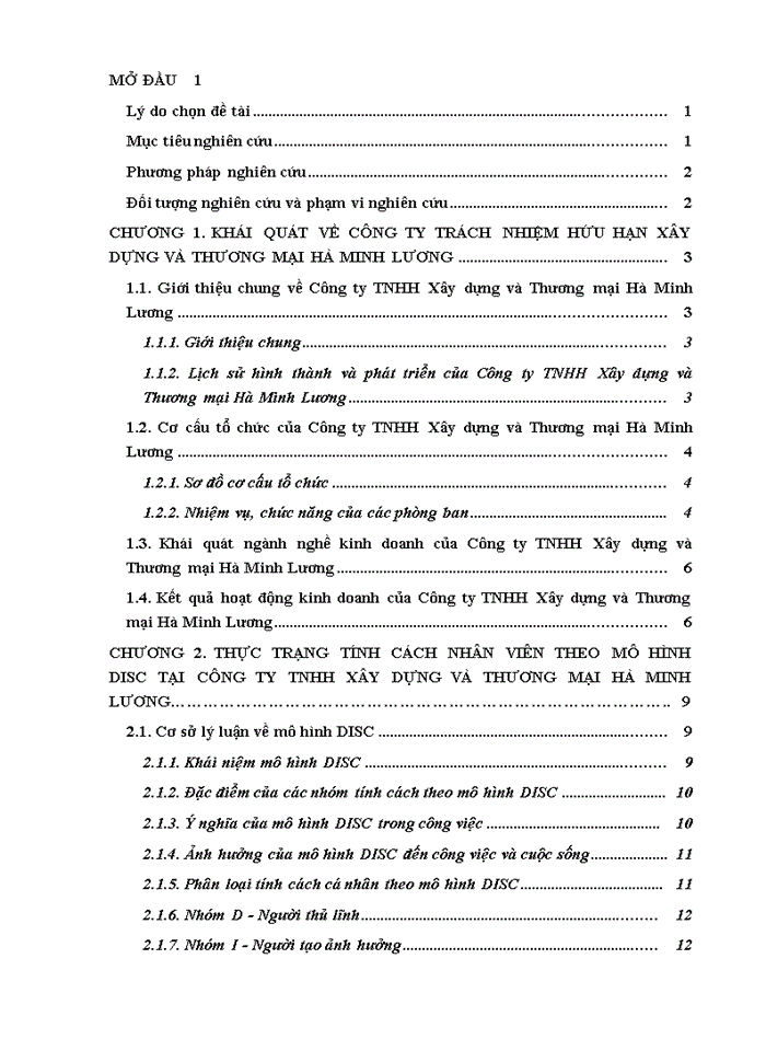 image for page Thực trạng tuyển dụng nhân sự theo mô hình disc tại công ty trách nhiệm hữu hạn xây dựng và thương mại hà minh lương - Năm 2021