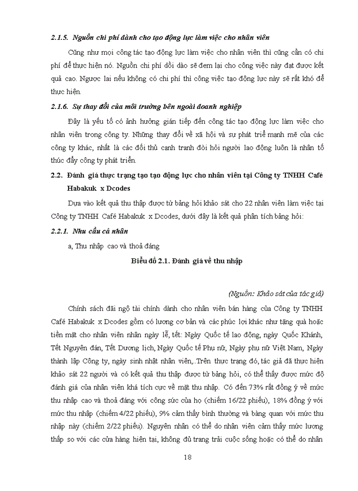 image for page Thực trạng công tác tạo động lực cho nhân viên tại Công ty TNHH Café Habakuk x Dcodes - Năm 2021