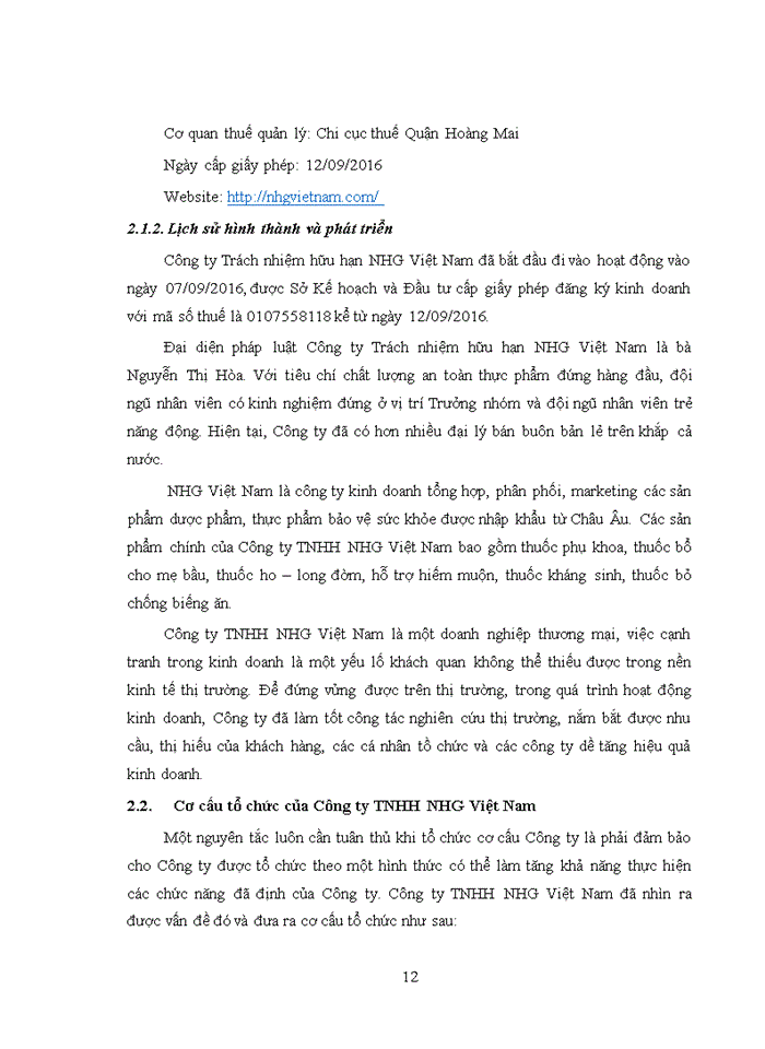 image for page Đánh giá công ty trách nhiệm hữu hạn NHG việt nam