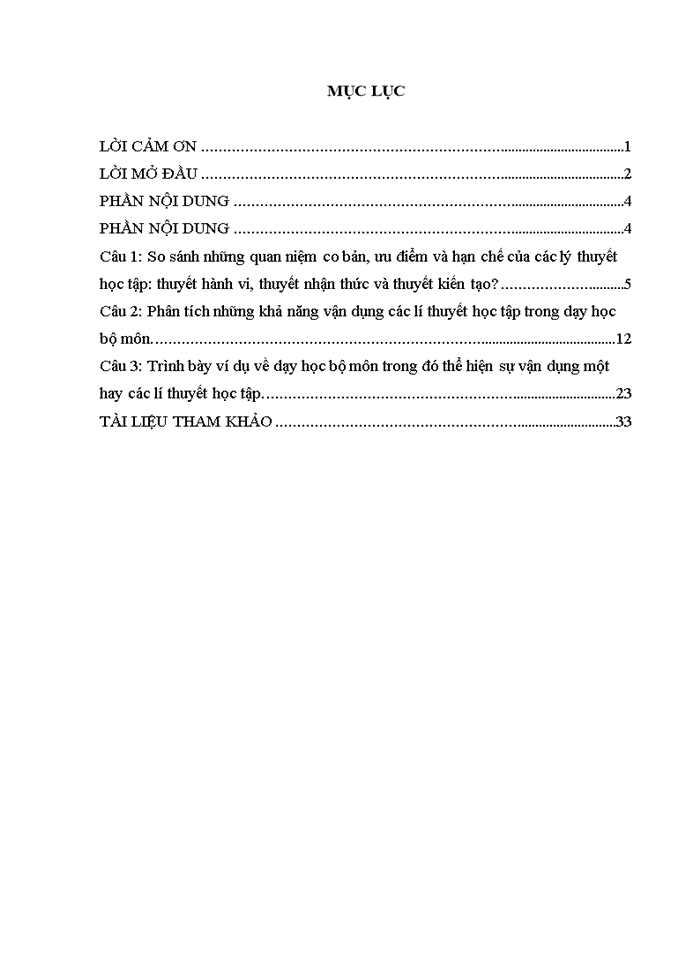 image for page Phân tích những khả năng vận dụng các lí thuyết học tập trong dạy học bộ môn