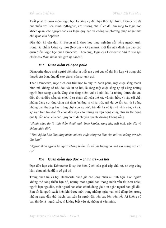 image for page Tư tưởng triết học của DEÙMOCRITE và sự ảnh hưởng của nó đến đời sống văn hóa tình thần của thời đại
