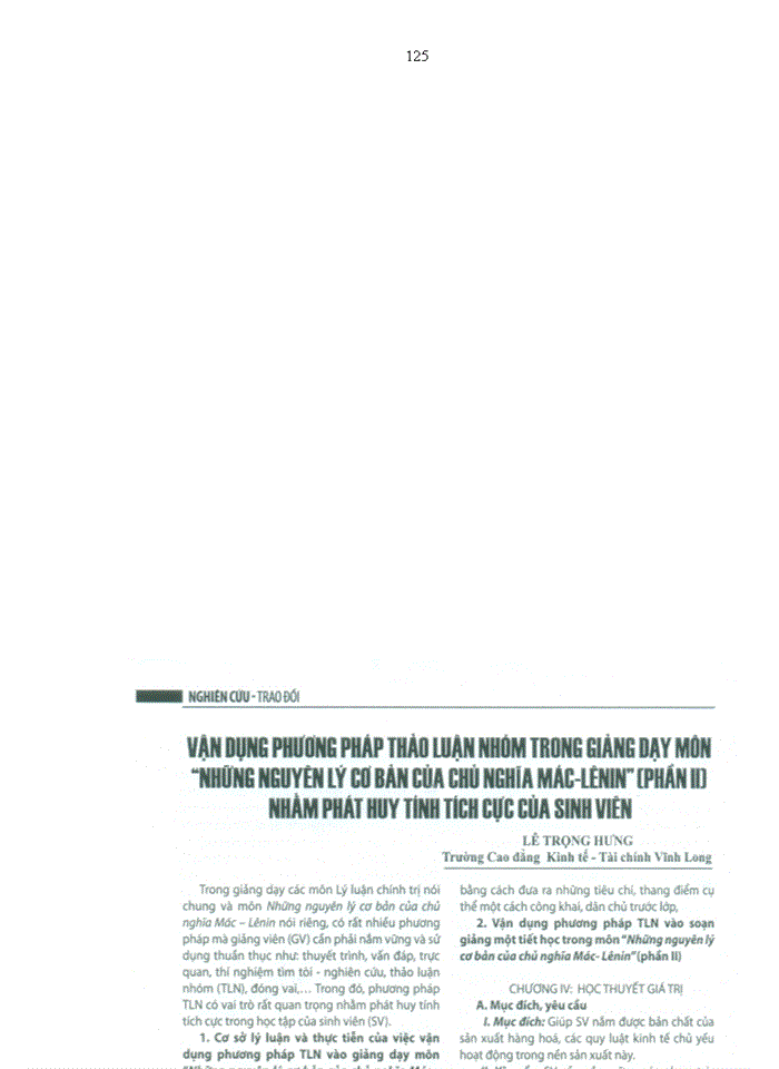 image for page Vận dụng các phương pháp dạy học tích cực trong giảng dạy môn những nguyên lý cơ bản của chủ nghĩa mác – lênin (phần ii, iii ) ở trường cao đẳng kinh tế - tài chính vĩnh long
