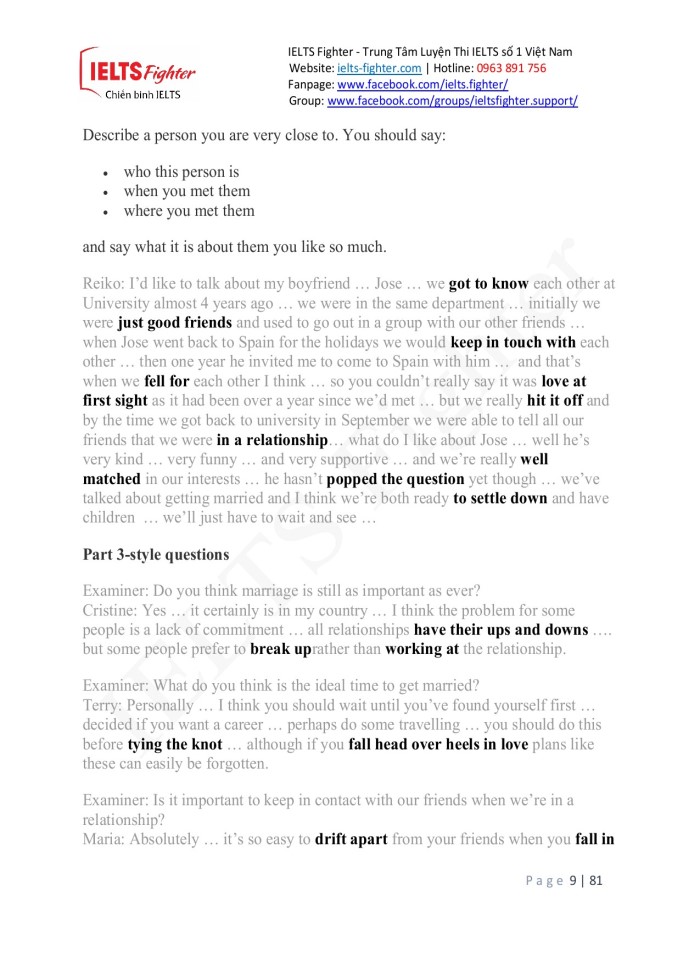 image for page Từ vựng 20 chủ đề trong ielts speaking