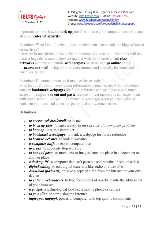 image for page Từ vựng 20 chủ đề trong ielts speaking