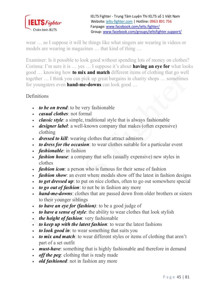 image for page Từ vựng 20 chủ đề trong ielts speaking