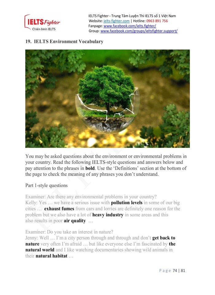 image for page Từ vựng 20 chủ đề trong ielts speaking