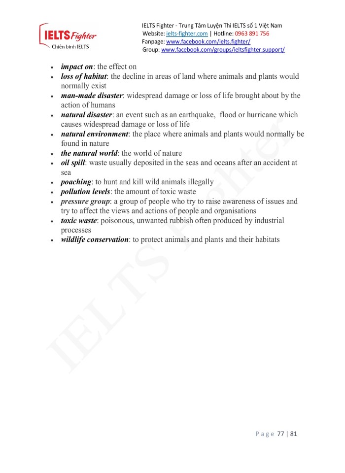 image for page Từ vựng 20 chủ đề trong ielts speaking