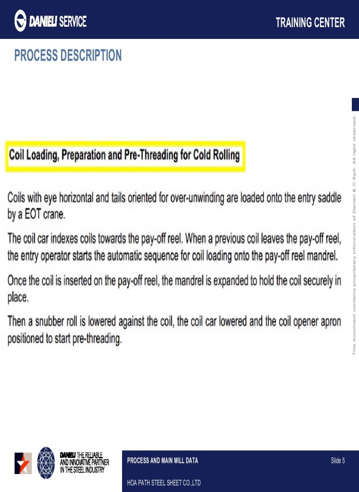 image for page Process and main mill data